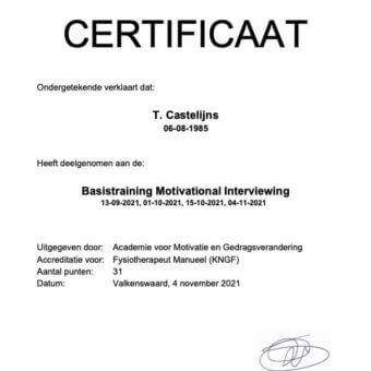 Certificaat T. Castelijns